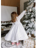 Long Sleeves Beaded White Lace Tulle Flower Girl Dress